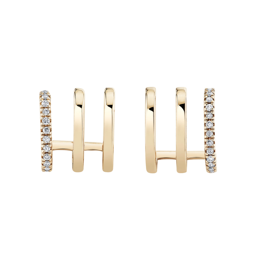Pave Triple Line Earrings -- Ariel Gordon Jewelry