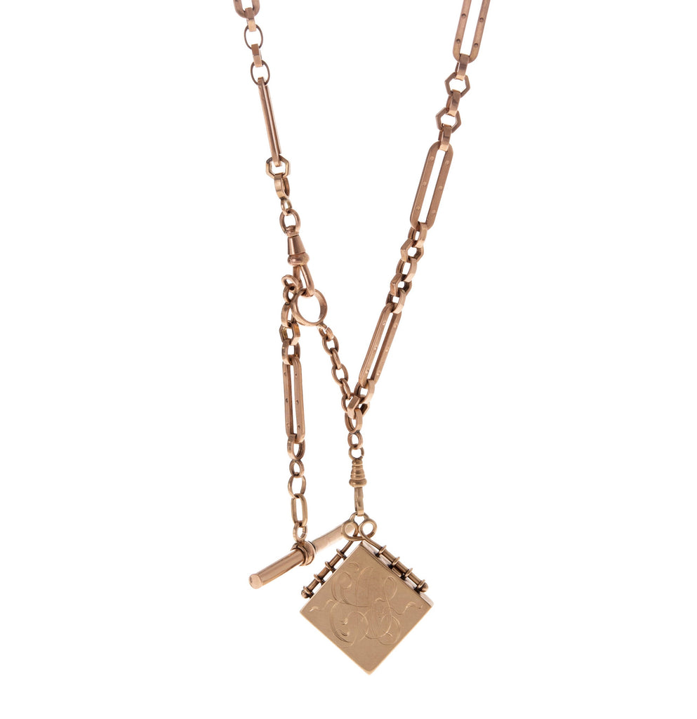 Rose Gold Albert Chain with Fob -- Ariel Gordon Jewelry