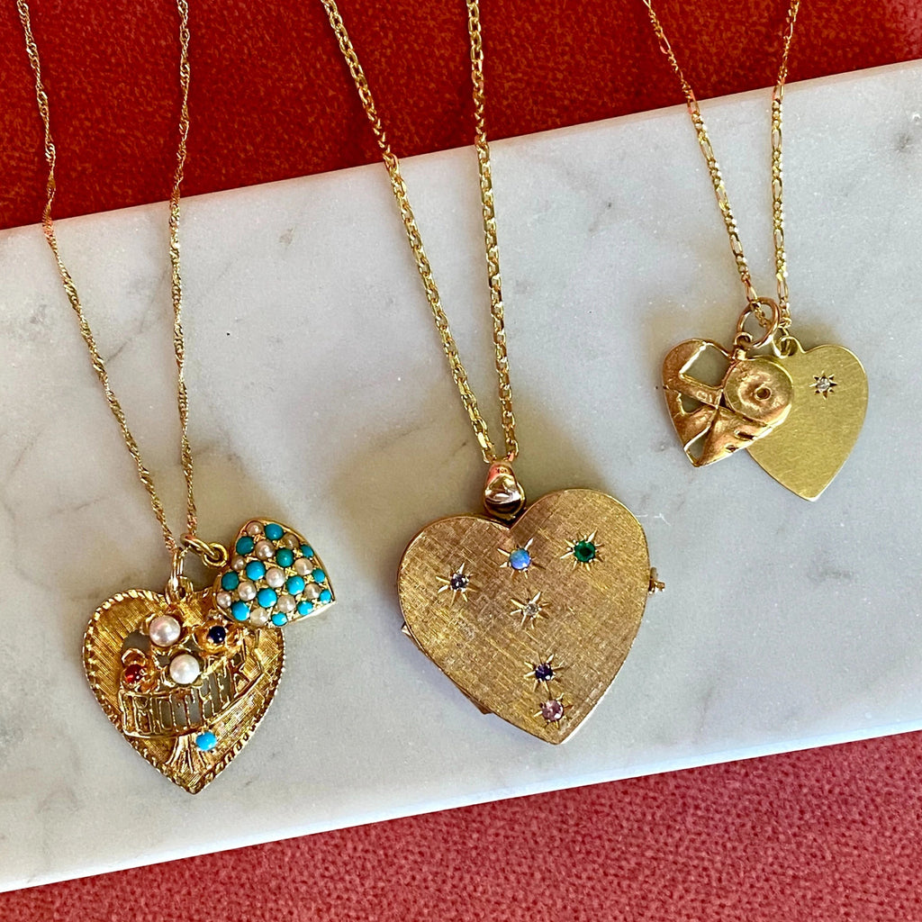 Victorian Turquoise and Pearl Heart Pendant -- Ariel Gordon Jewelry
