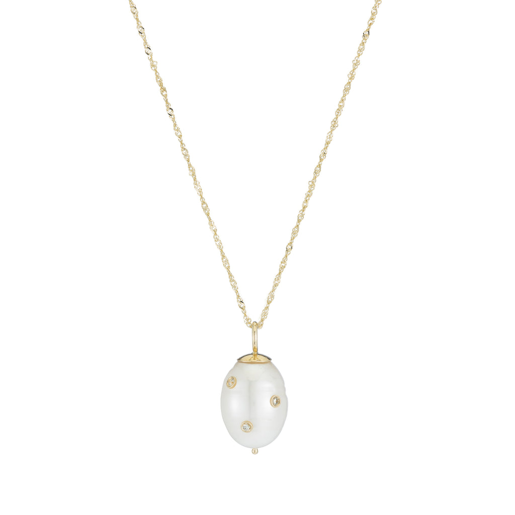 Diamond and pearl drop necklace Outlet