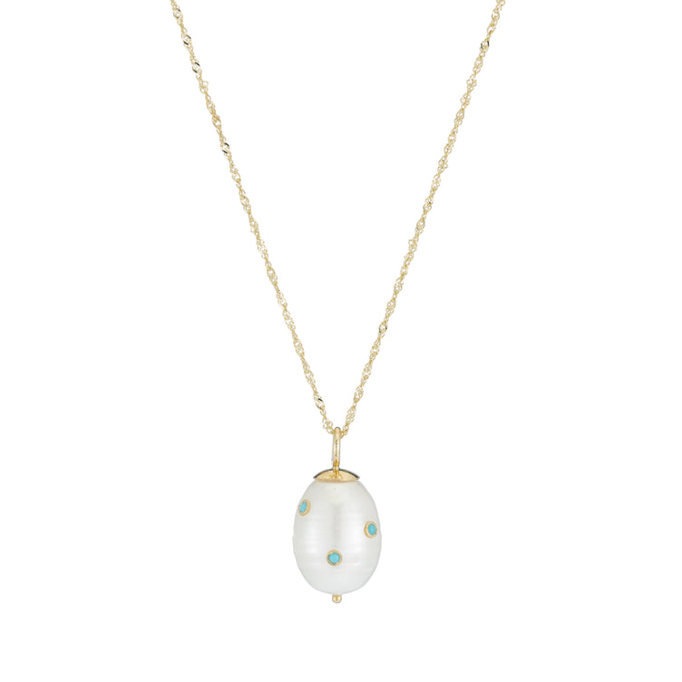 Stone Baroque Pearl Drop Necklace