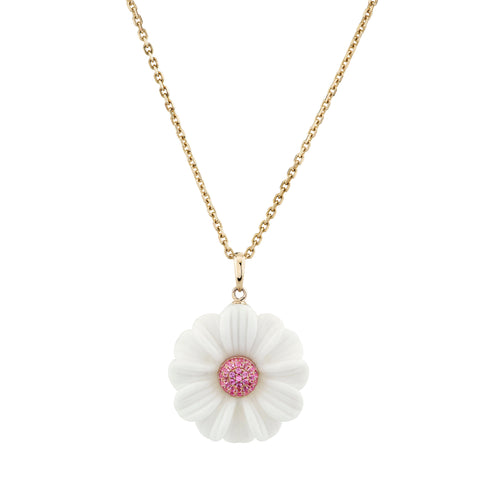 Pink Sapphire Daisy Pendant