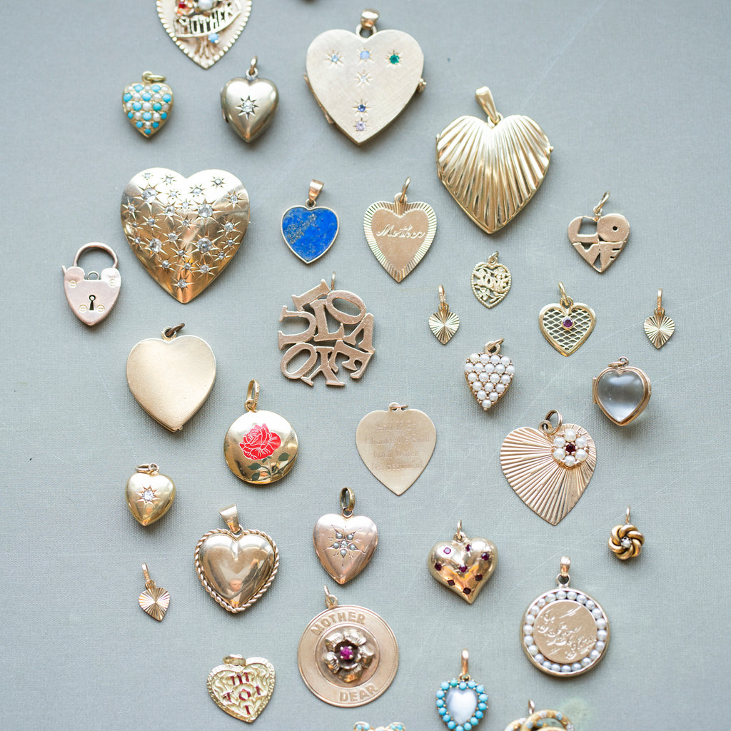 Lapis Inlay Heart Charm -- Ariel Gordon Jewelry
