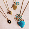 Victorian Turquoise & Pearl Crowned Heart Charm - Victorian Turquoise & Pearl Crowned Heart Charm -- Ariel Gordon Jewelry