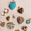 Victorian Turquoise & Pearl Crowned Heart Charm - Victorian Turquoise & Pearl Crowned Heart Charm -- Ariel Gordon Jewelry