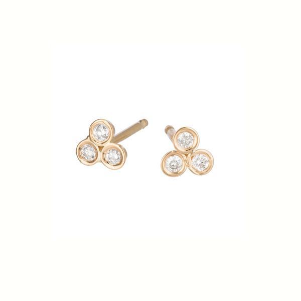 Mini Three Diamond Stud Earring